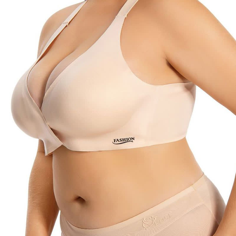 Soutien-gorge sans armatures à fermeture frontale et bonnets couvrants sans coutures