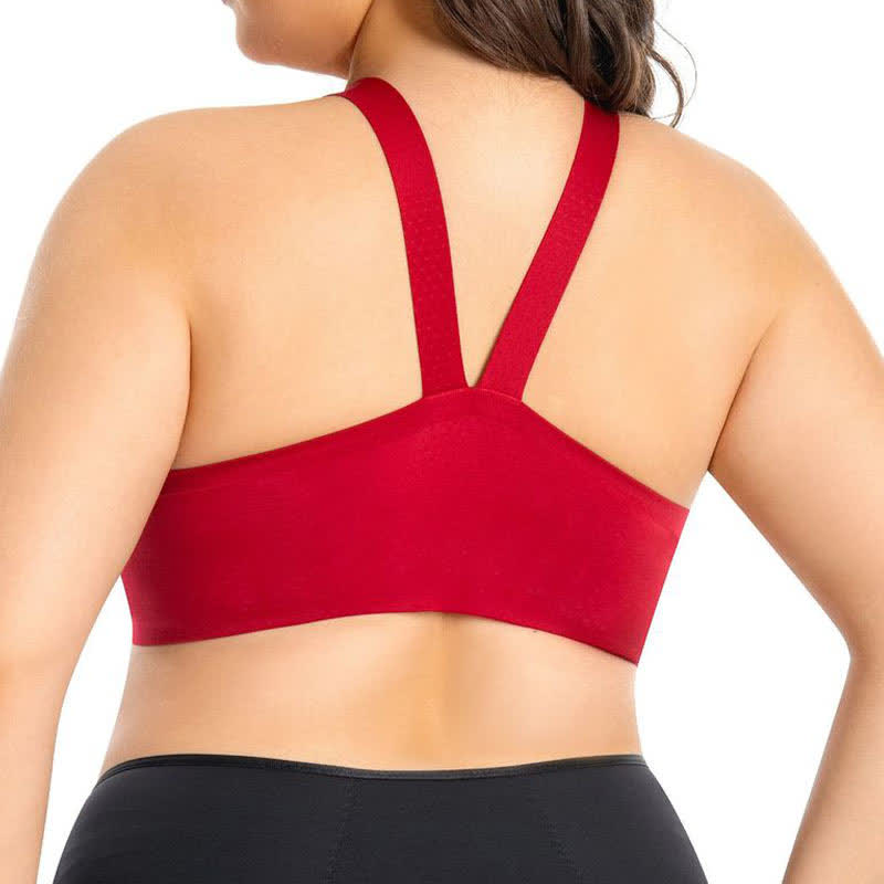 Soutien-gorge sans armatures à fermeture frontale et bonnets couvrants sans coutures