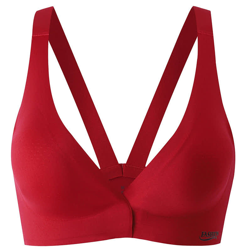 Soutien-gorge sans armatures à fermeture frontale et bonnets couvrants sans coutures