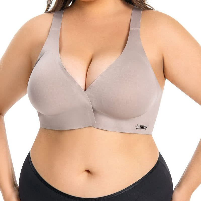 Soutien-gorge sans armatures à fermeture frontale et bonnets couvrants sans coutures