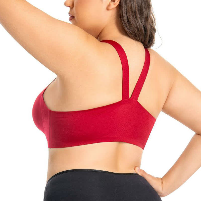 Soutien-gorge sans armatures à fermeture frontale et bonnets couvrants sans coutures