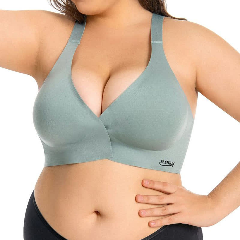 Soutien-gorge sans armatures à fermeture frontale et bonnets couvrants sans coutures