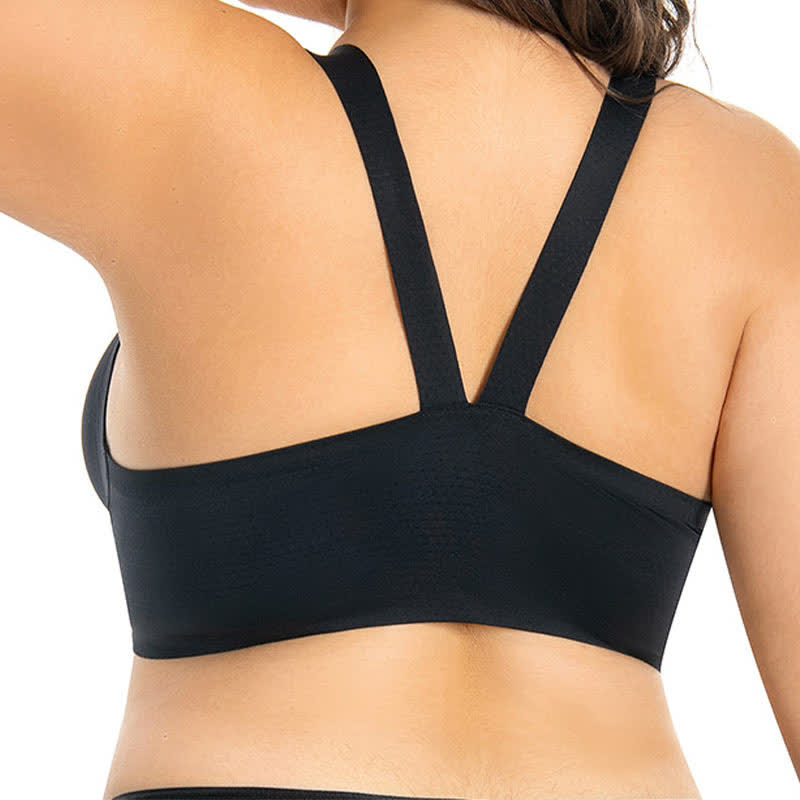 Soutien-gorge sans armatures à fermeture frontale et bonnets couvrants sans coutures