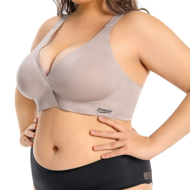 Soutien-gorge sans armatures à fermeture frontale et bonnets couvrants sans coutures