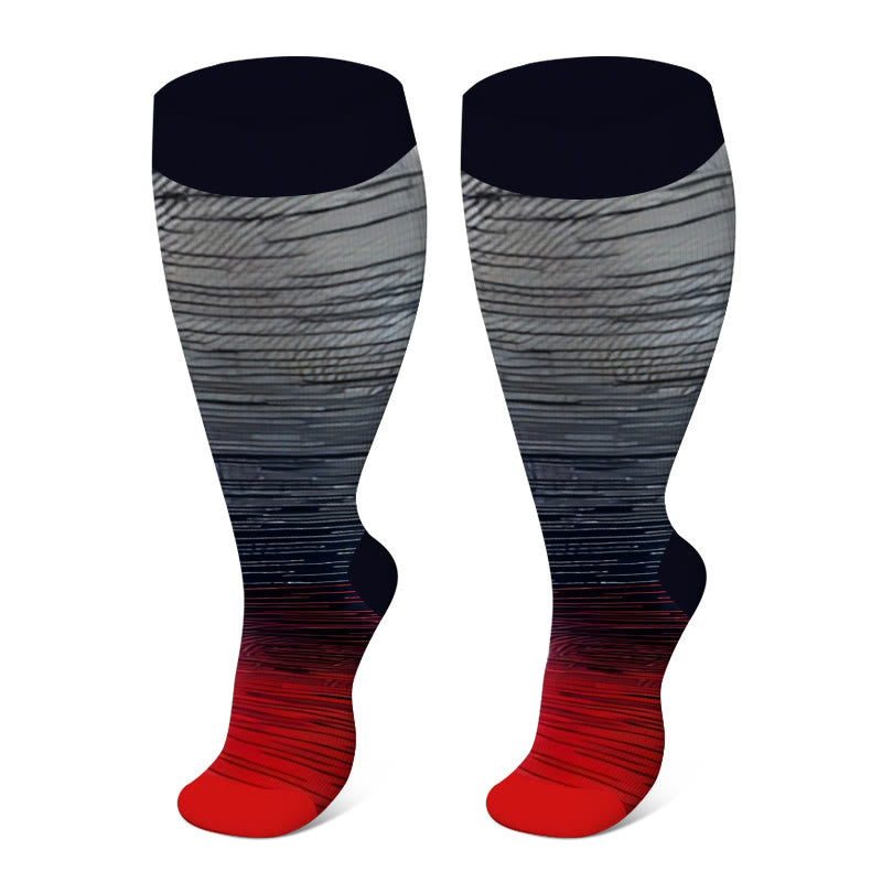 Chaussettes de compression à rayures colorées grande taille