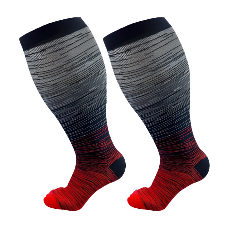 Chaussettes de compression à rayures colorées grande taille