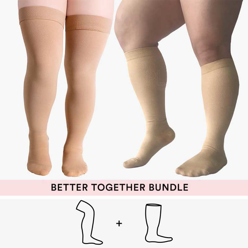 Lot de chaussettes de compression hautes et hautes au niveau des cuisses et des genoux, grande taille