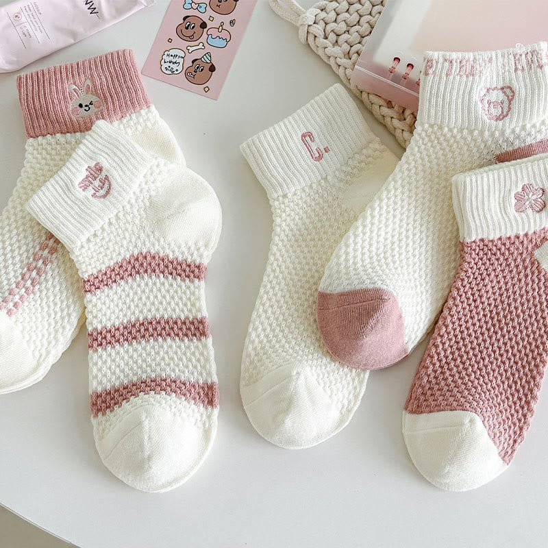 Chaussettes roses brodées (5 paires)