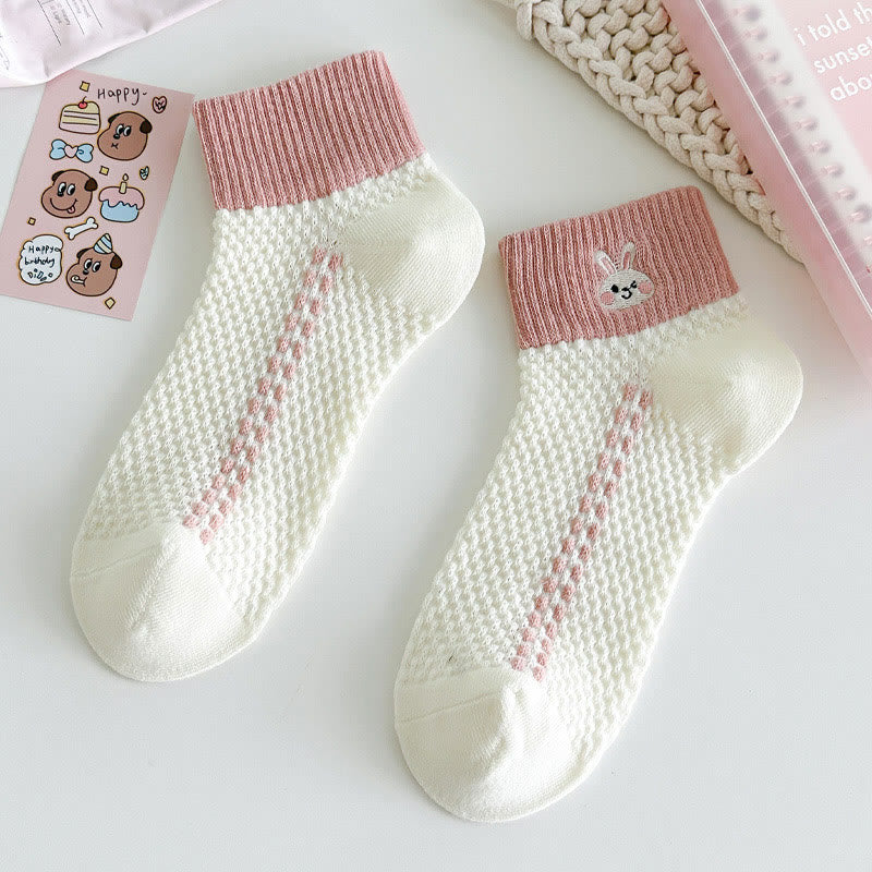 Chaussettes roses brodées (5 paires)