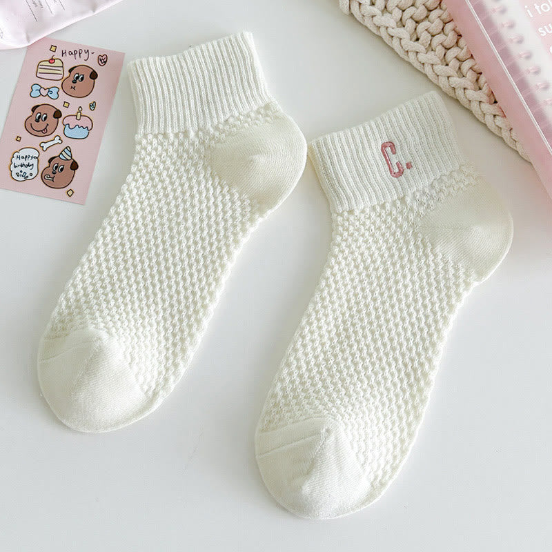 Chaussettes roses brodées (5 paires)