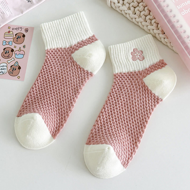 Chaussettes roses brodées (5 paires)