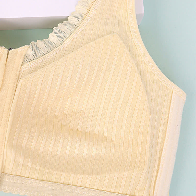 Soutien-gorge sans armatures à bonnets fixes et fermeture éclair sur le devant
