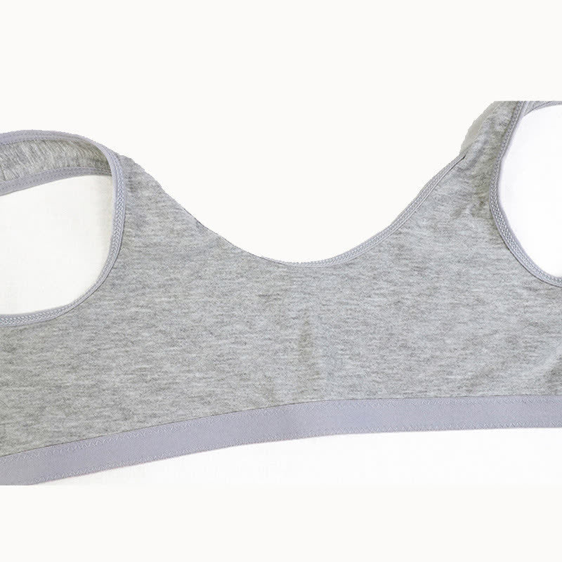 Soutien-gorge sans armatures à boutons sur le devant de couleur unie
