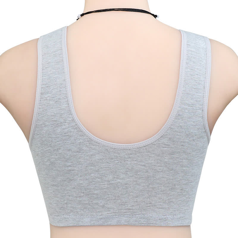 Soutien-gorge sans armatures à boutons sur le devant de couleur unie