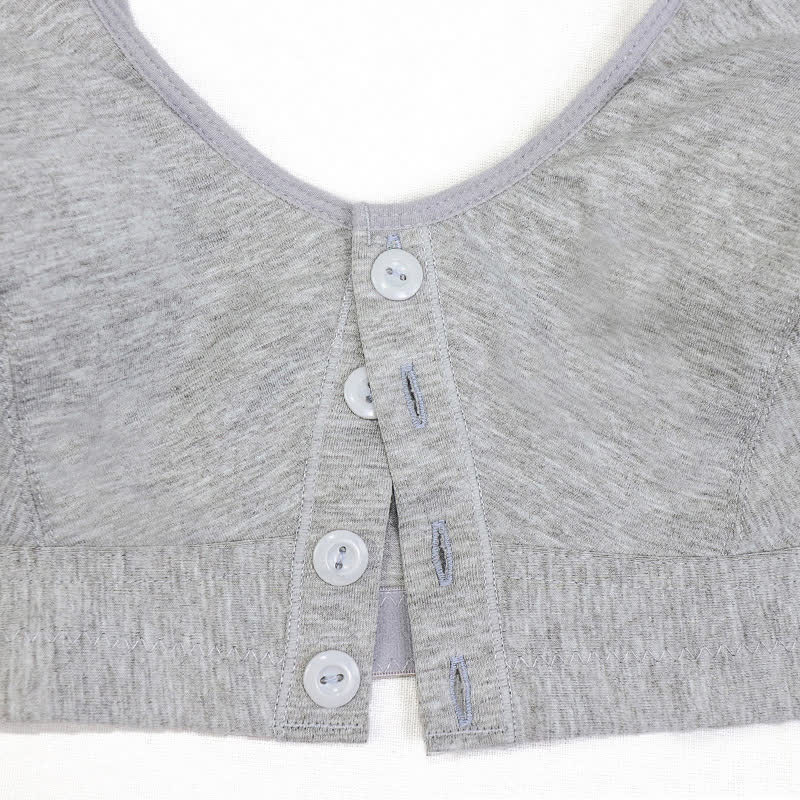 Soutien-gorge sans armatures à boutons sur le devant de couleur unie