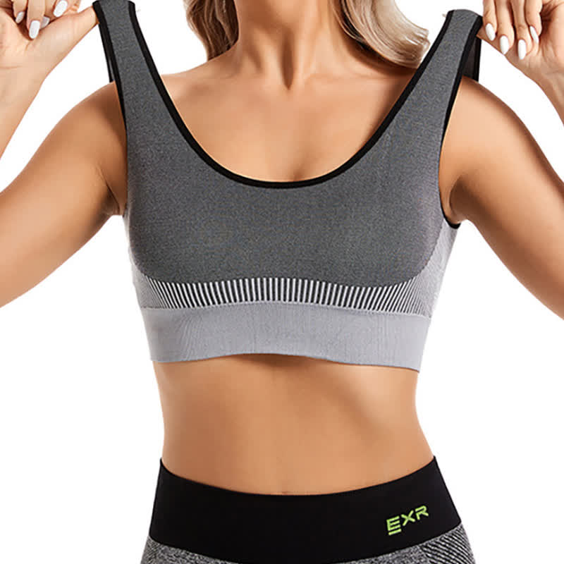 Soutien-gorge de sport à rayures, résistant aux chocs et à séchage rapide (lot de 2)