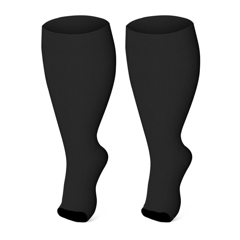 Chaussettes de compression à bout ouvert de couleur unie grande taille (3 paires) - image 4