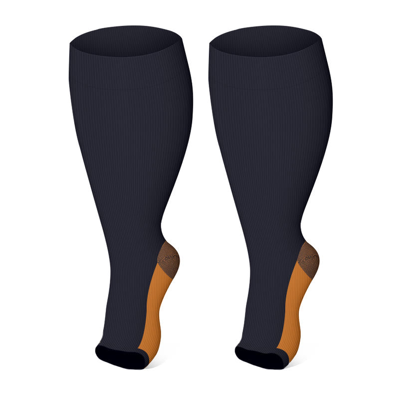 Chaussettes de compression à bout ouvert de couleur unie grande taille (3 paires) - image 5