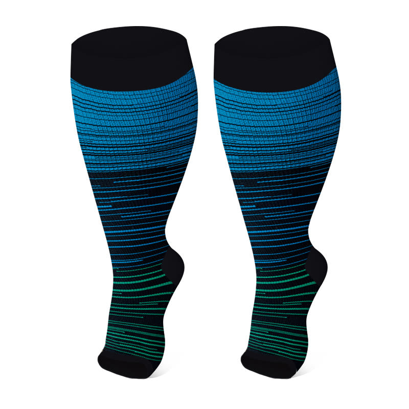 Chaussettes de compression à bout ouvert grande taille (3 paires) - Bleu - 4XL - image 9