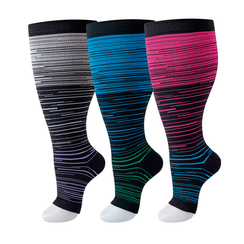Chaussettes de compression à bout ouvert grande taille (3 paires) - Multicolore - 4XL - image 6