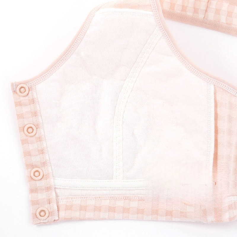 Soutien-gorge sans armatures à carreaux en coton grande taille avec fermeture sur le devant