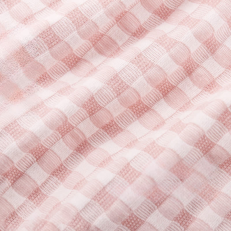 Soutien-gorge sans armatures à carreaux en coton grande taille avec fermeture sur le devant