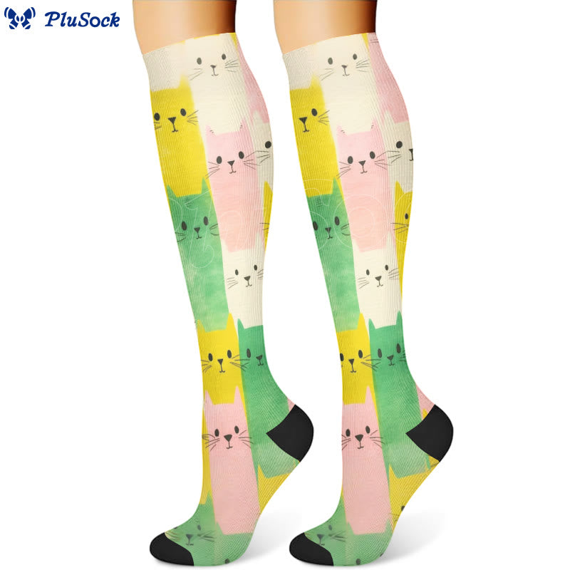 Chaussettes de compression à motif de chat (3 paires) - image 2