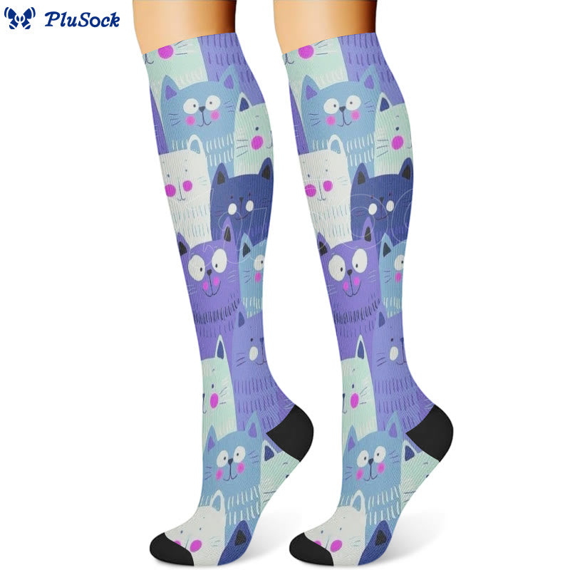 Chaussettes de compression à motif de chat (3 paires) - image 4