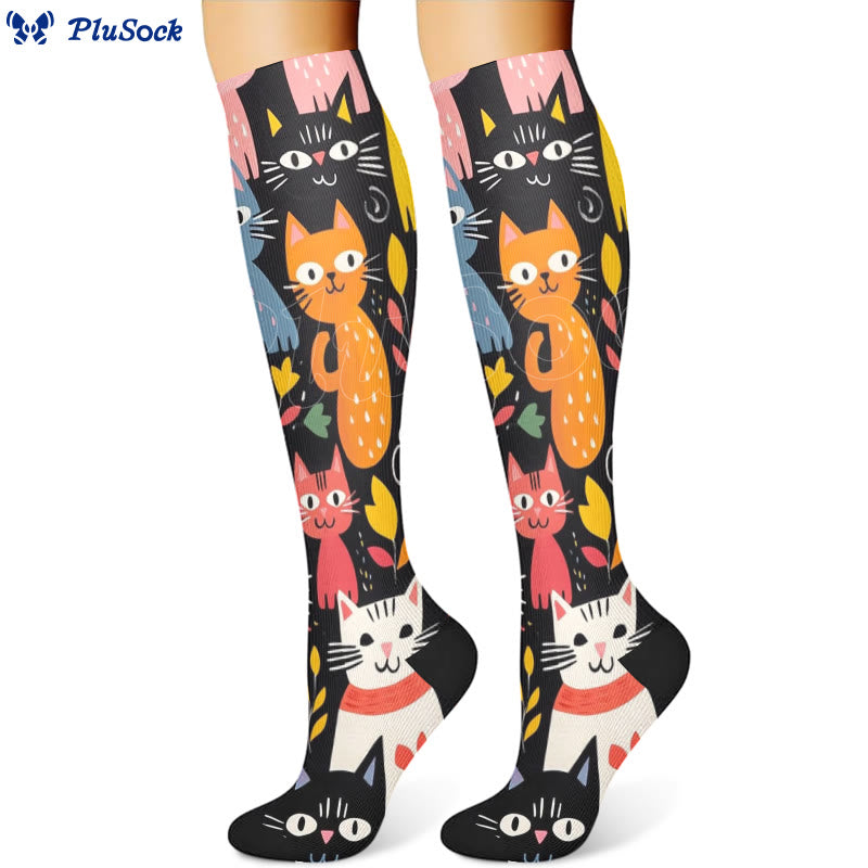 Chaussettes de compression à motif de chat (3 paires) - image 3