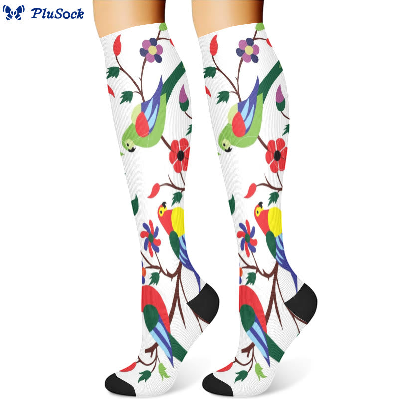 Chaussettes de compression motif perroquet fleuri (3 paires) - image 3