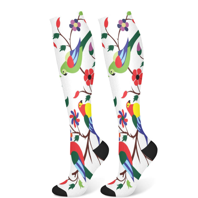 Chaussettes de compression motif perroquet fleuri (3 paires) - Perroquet (1 paire) - S/M - image 6