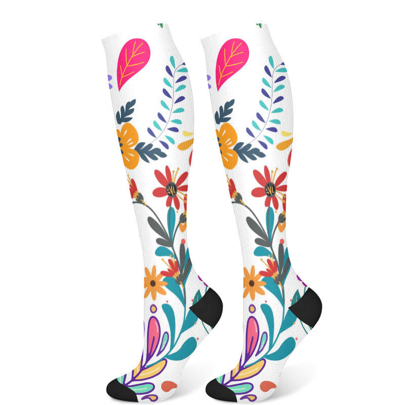Chaussettes de compression motif perroquet fleuri (3 paires) - Blanc (1 paire) - S/M - image 8