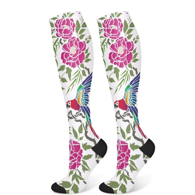Chaussettes de compression motif perroquet fleuri (3 paires) - Fleur (1 paire) - S/M - image 7