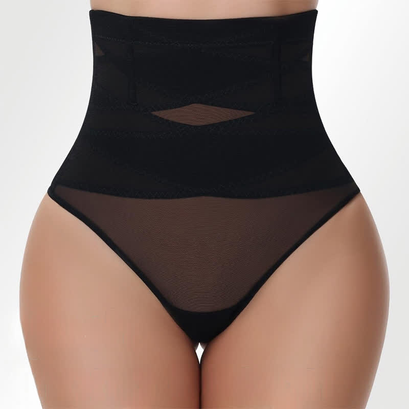 String fin croisé taille haute gainant en maille