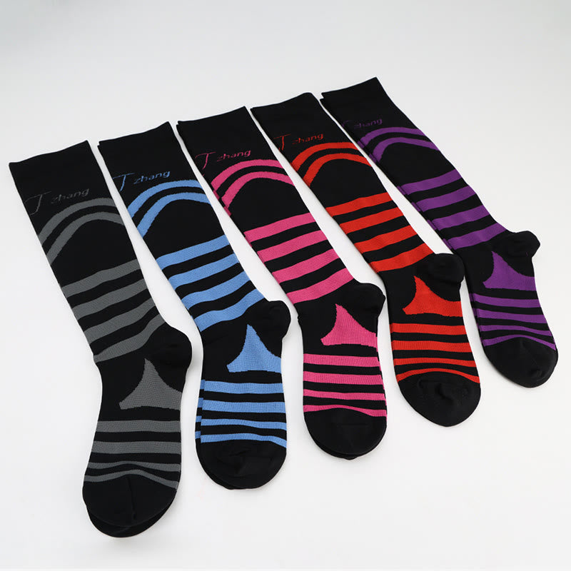 Chaussettes de compression à rayures (5 paires)