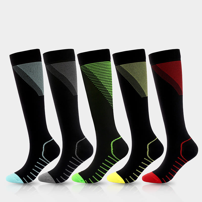 Chaussettes de compression à rayures en forme de V (5 paires)