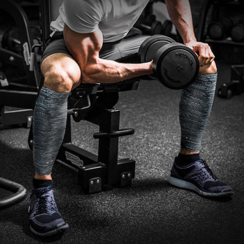 Manchons de compression gris pour mollets grande taille