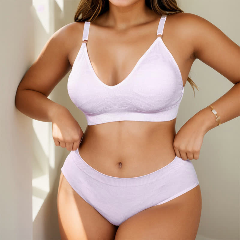 Ensemble soutien-gorge push-up sans armatures rose clair sans