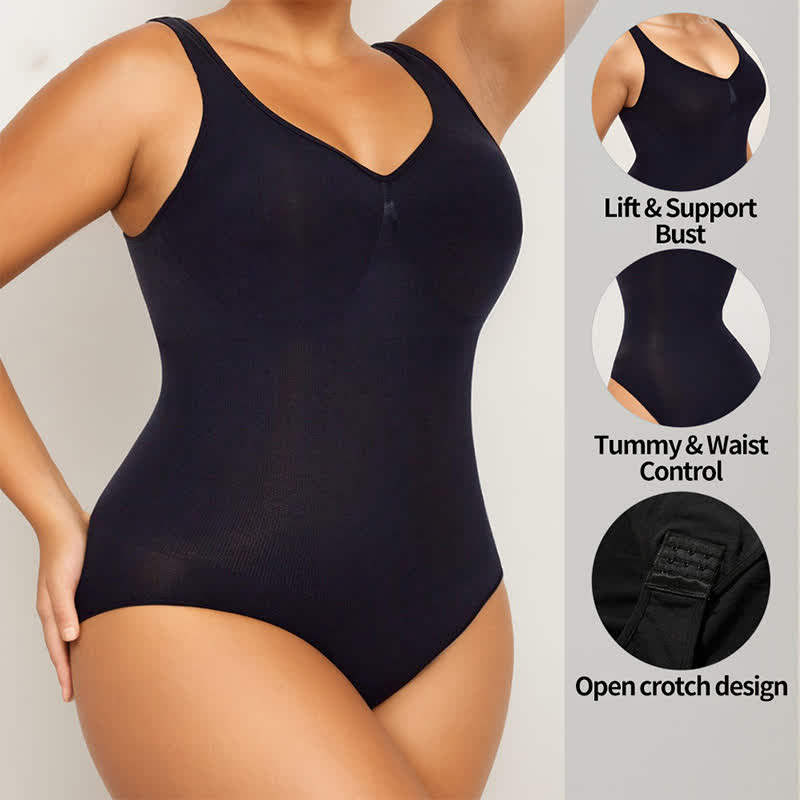 Body gainant noir sans coutures avec effet liftant des hanches, une pièce