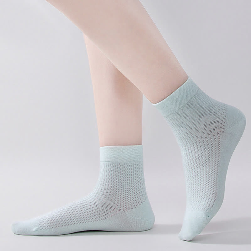 Chaussettes mi-mollet en maille de coton de couleur unie (7 paires)