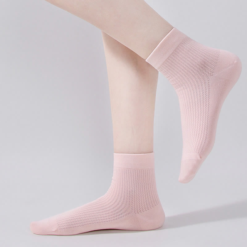 Chaussettes mi-mollet en maille de coton de couleur unie (7 paires)