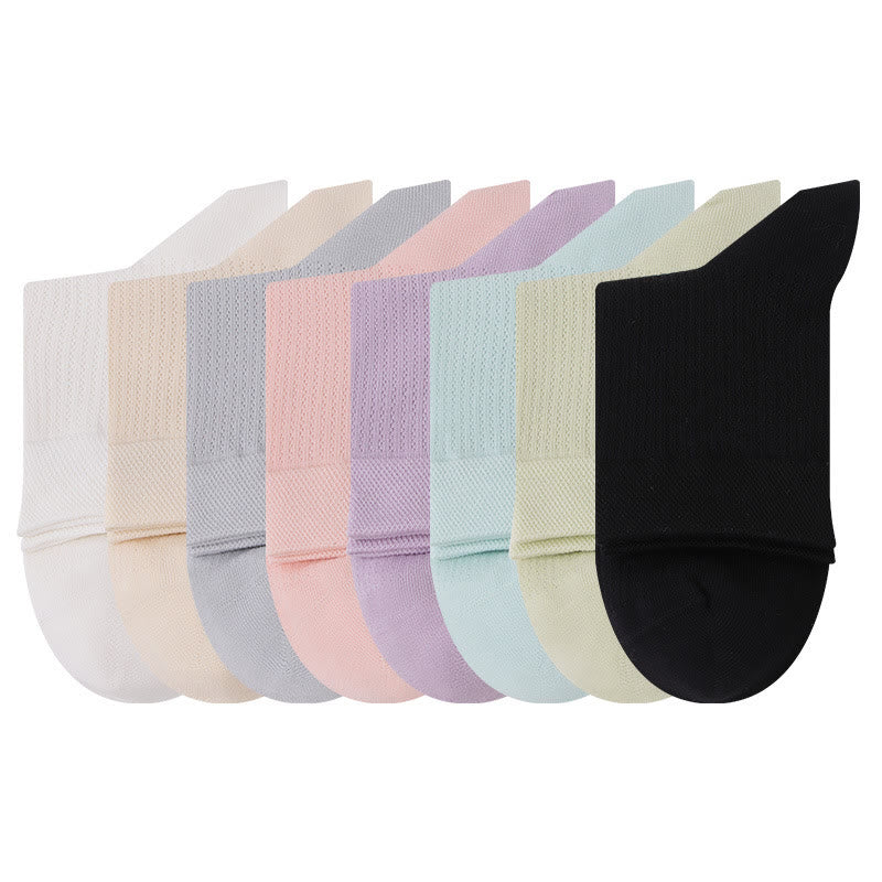 Chaussettes mi-mollet en maille de coton de couleur unie (7 paires)