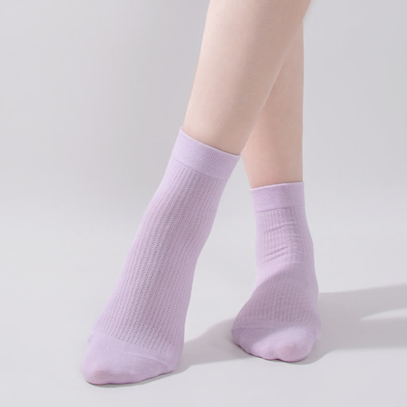 Chaussettes mi-mollet en maille de coton de couleur unie (7 paires)