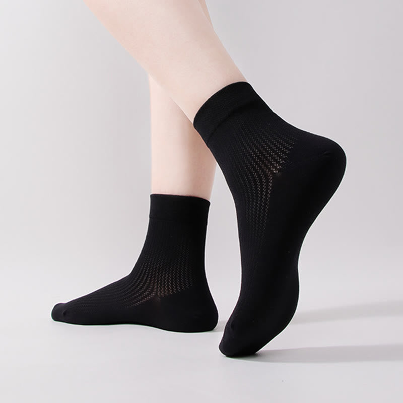 Chaussettes mi-mollet en maille de coton de couleur unie (7 paires)