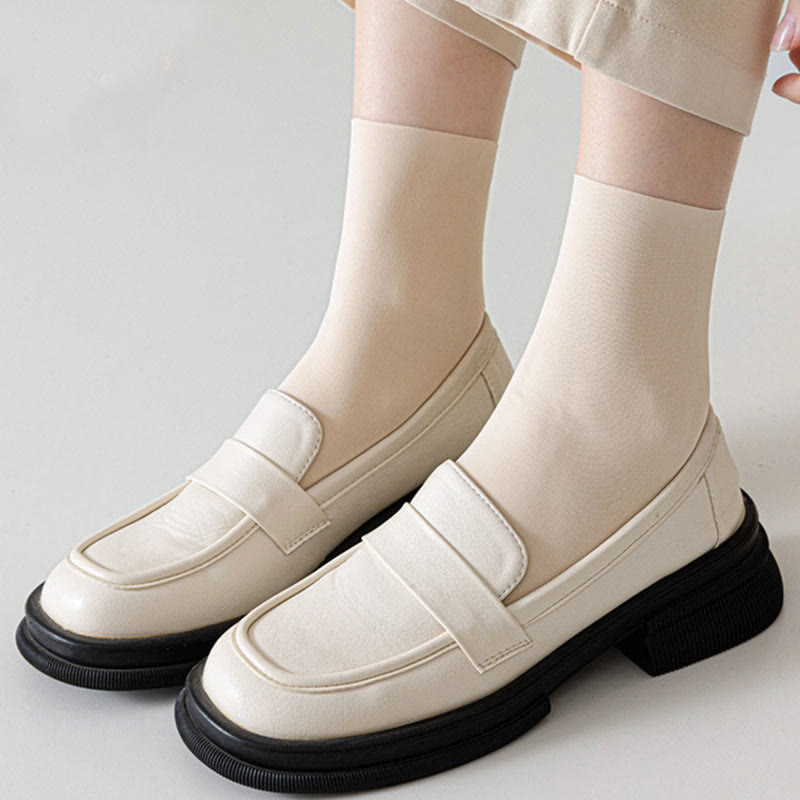 Chaussettes longues en soie glacée de couleur unie, grande taille (6 paires)