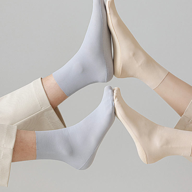 Chaussettes longues en soie glacée de couleur unie, grande taille (6 paires)