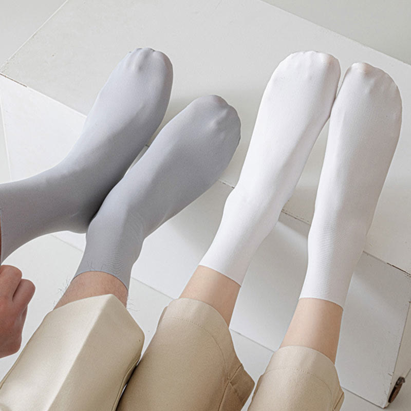 Chaussettes longues en soie glacée de couleur unie, grande taille (6 paires)