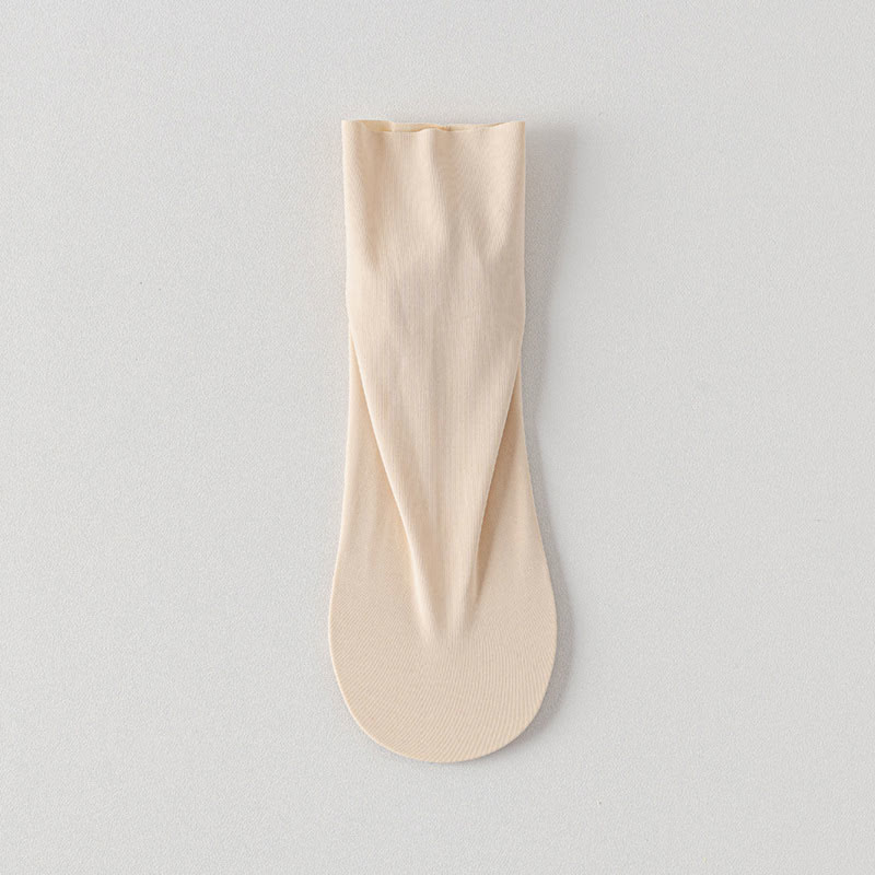 Chaussettes longues en soie glacée de couleur unie, grande taille (6 paires)