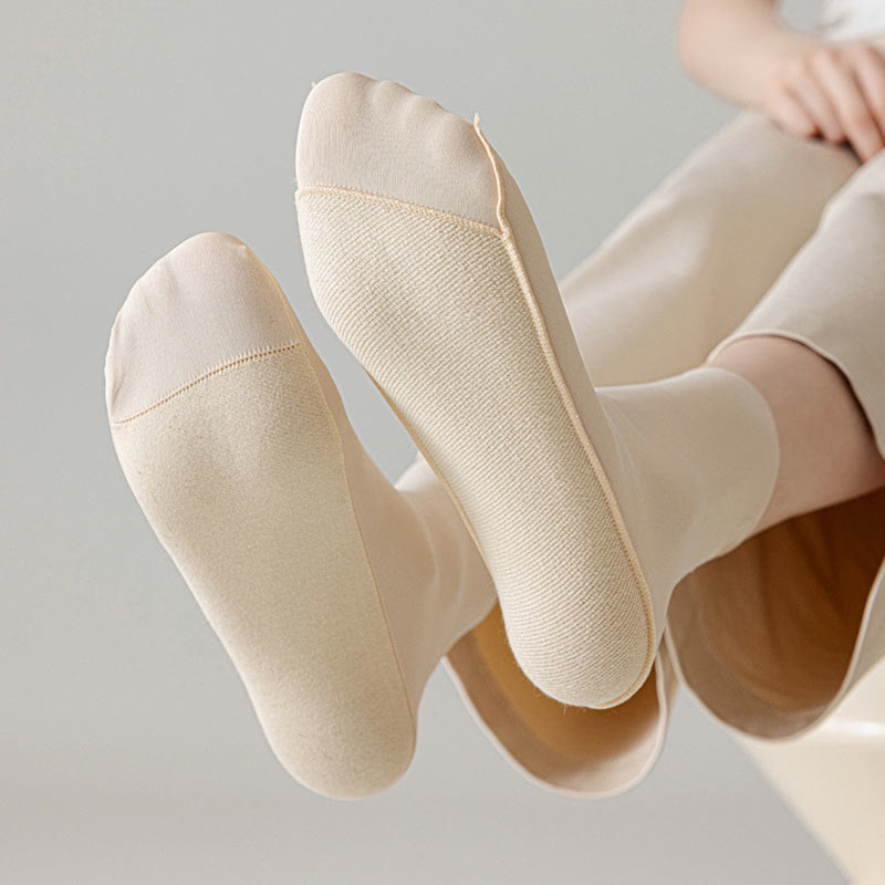 Chaussettes longues en soie glacée de couleur unie, grande taille (6 paires)