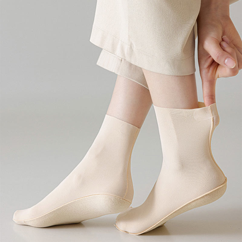 Chaussettes longues en soie glacée de couleur unie, grande taille (6 paires)